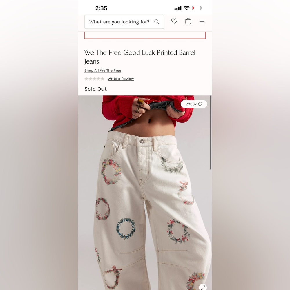Free People We The Free Good Luck Printed Barrel
Jeans, Sz 26 NWT - Picture 4 of 8
